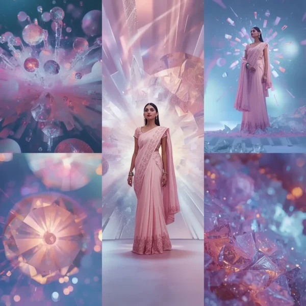 Festive Pastel Saree Liquid Sapphire Supernova Collage Luxury Cinematic | instagram trending prompt copy and paste