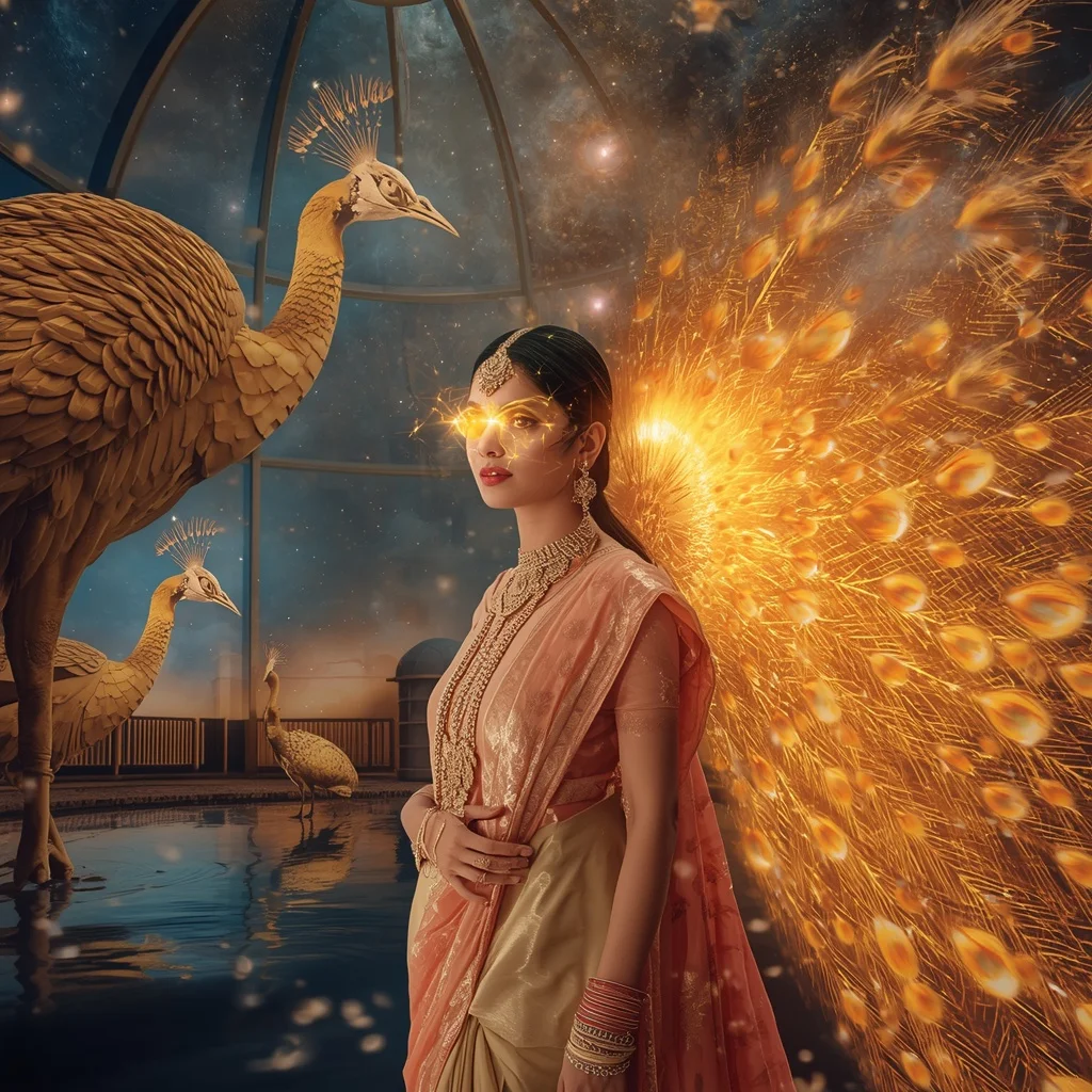 Festive Pastel Saree Solar Peacock Observatory Realm Collage Prompt | new prompt chatgpt