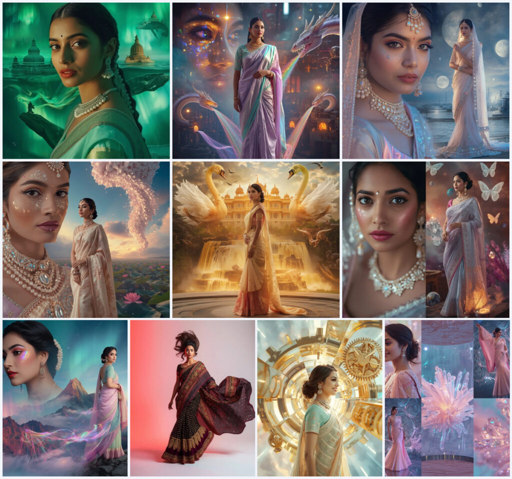 Glamorous Ruffle Saree AI Prompts for Playful Fashion Statements | indian saree ai prompt